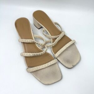 Reformation Assunta Strappy Block Heel Mule Womens 8 Cream Chic Minimalist